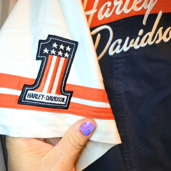 Harley Davidson - Authentic ladies zip shirt 2W. Orange, Black and Cream - Picture 4 of 4